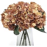 Kimura's Cabin 6Pcs Faux Hydrangea Flowers Vintage Artificial Silk Hydrangeas Flowers with Stems Fake Hydrangea Bouquets for Autumn Farmhouse Home Wedding Table Center Decoration(Autumn Yellow