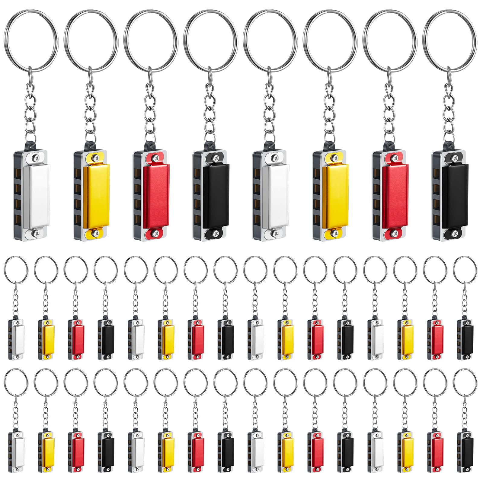 Photo 1 of Ecally 32 Pcs Mini Harmonica Keychain Operation Christmas Favors Portable Wind Instruments 4 Holes 8 Tunes Harmonica Music Party Favors Cute Music Keychain Accessory (Classic Color)
