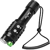 ARCHON J2 Diving Flashlight, 2-in-1 Scuba Dive Light with 1200 Lumens White Spotlight，1500 Meters Green Beam, Underwater 100 Meters Waterproof, Dual-Button Switch
