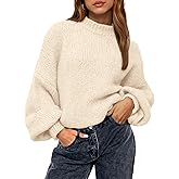 BTFBM Sweaters for Women Fall 2026 Crew Neck Lantern Long Sleeve Oversized Sweater Casual Knit Winter Pullover Tops