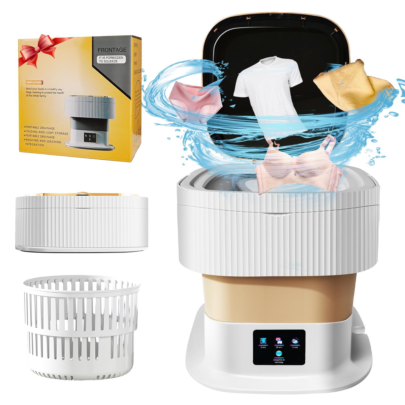 Photo 1 of Portable Washing Machine, 12L Mini Wash with 3 Cleaning Modes and Spin Basket, Small Washing Machine for Underwear, Baby Clothes, Socks, Folding Design for Apartments, Camping, Travel