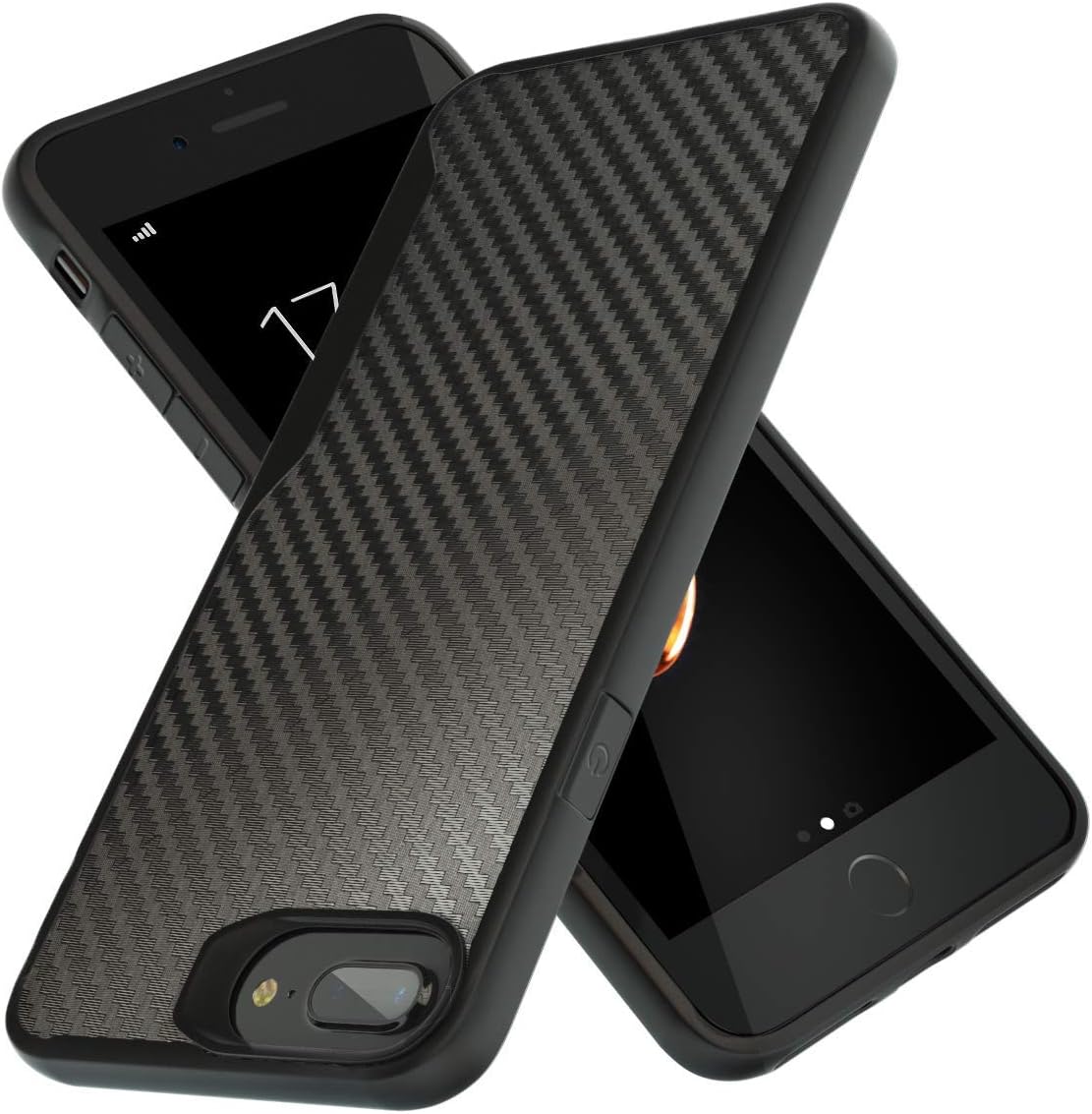 iPhone 7 Plus Case | iPhone 8 Plus Case | 10ft. Drop Tested | Carbon Case | Ultra Slim | Lightweight | Scratch Resistant | Wireless Charging | Compatible with Apple iPhone 7 Plus/iPhone 8 Plus - Black