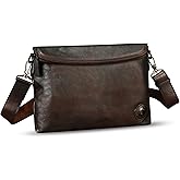 IVTG Genuine Leather Messenger Bag and Clutch Purse for Men and Women Leather Shoulder Bag Crossbody Satchel Purse with Strap