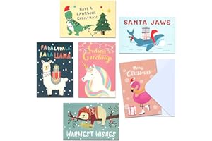 MATICAN Christmas Cards with Envelopes, 48-Count Christmas Cards Boxed, 6 Cute Animal Designs, 4 x 6 Inches, Blank Inside Christmas Cards Bulk, Holiday Xmas Greeting Cards…