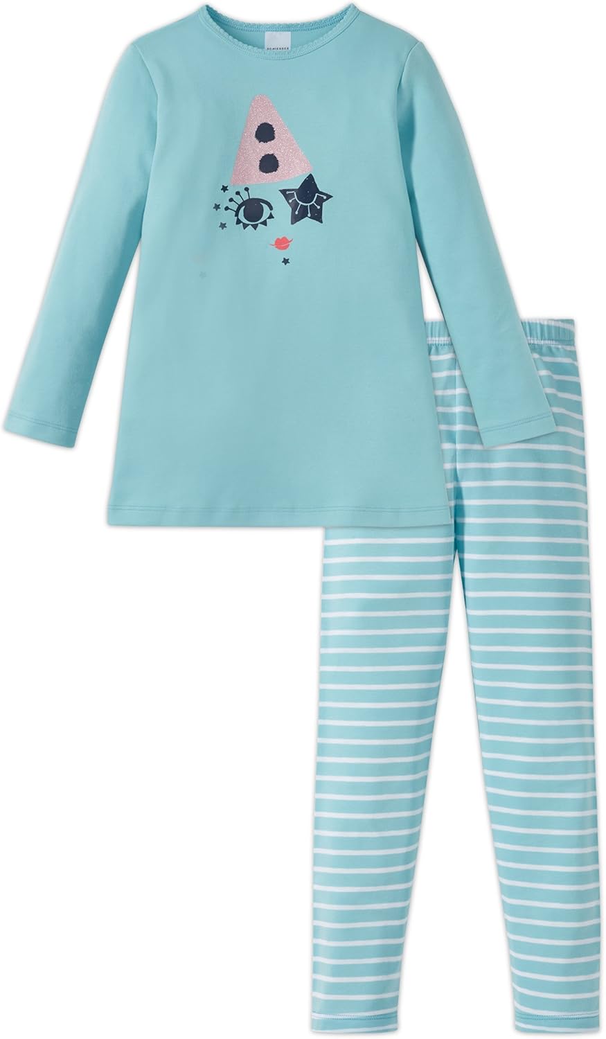 Schlafanzug Lang Frottee Organic Cotton Bündchen Sterne Weltraum Pink Girls World