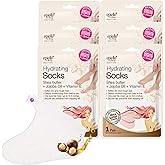Epielle Hydrating Foot Mask 6 Pairs, Relieve and Soften with Shea Butter & Jojoba Oil, Deep Moisturizing Socks for Dry, Cracked Feet, Self Care Gifts for Women, Spa Kit, Stocking Stuffers