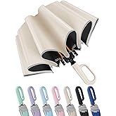 Seniny Travel Umbrella with Carabiner Handle, Windproof Large Umbrellas for Rain with Dual-Rib Structure, Portable Compact Umbrella with Reflective Strip, Car Backpack UV Umbrellas for Sun Protection