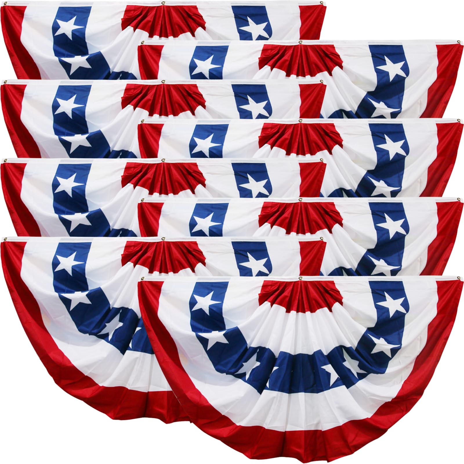 Photo 1 of HOOSUN 8 Pack American Flag Bunting for Outside,1.5x3 FT Patriotic Bunting Flags Veterans Day Decorations,Red White and Blue USA Pleated Fan Flag,Patriotic Decor American Flags Banners for Porch Yard