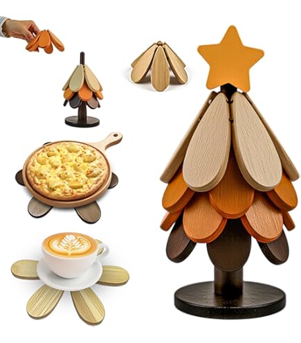 Amazon.com: Wooden Tree Trivet Set for Kitchen – 3-Piece Rustic