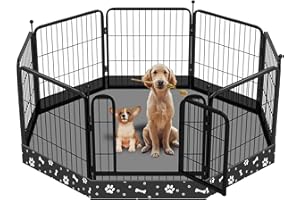 THINMUHAND Dog Playpen Bottom Pad Fits for 24 Inch 8 Panels Metal Exercise Pet Playpen, Dog Crate Pad Puppy Playpen Pad, Elastic Band Connections.(Note: Playpen Not Included!!!) -Black