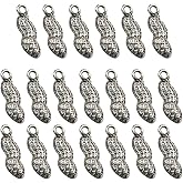 20pcs Alloy Peanut Pendants Diy Jewelry Making Charms Antique Silver Unique Pendant Accessories for Necklaces Bracelets Keychains Scrapbooking and More
