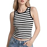 Womens Tank Top Striped Sleeveless Cami Tops - Ribbed Knit Slim Fit Summer Casual Shirts Crew Neck Basic Tops