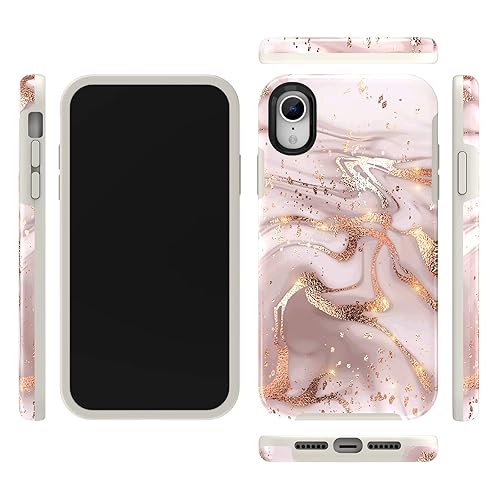 Dutyway for iPhone XR Marble Case, Cute Gold Glitter Phone Cases
