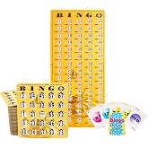 MR CHIPS Jam-Proof Bingo Cards with Sliding Windows, 25 Reusable Shutter Cards, 75 Calling Cards 1 Master Board in Gold Rush Style