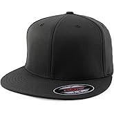 Trendy Apparel Shop 6 Panel Structured Blank Flatbill Fitted Closure Flexfit Cap