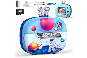 Usteetic Kids Instant Printing Camera with Print Papers2.4 inch 1080P LCD Screen Dual Camera Toddler Camera - P83 (Blue)