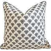 Jillien Harbor The Oliver Patterned Throw Pillow Cover–Blockprint Style Leaf Pillow Print Polycotton Designer Accent for Modern Country Decor, Decorative Use, Fits 20 Inch Insert, 18 x 18 Inch, Brown