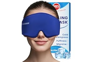 FACEMOON Cooling Gel Eye Mask Sleep: FSA -HSA Eligible, Cold Compress for Puffy Eyes & Migraine Relief - Reusable Gel Sleeping Mask for Dark Circles & After Surgery, Flexible Ice Pack for Eyes, Face(Blue)