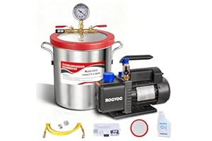 ROGVOC 3 Gallon Vacuum Chamber Kit with 3.5 CFM Vacuum Pump, Stainless Steel Degassing Chamber with Acrylic Lid, Hose, for Resin, Silicone, Epoxy and Wood Stabilizing
