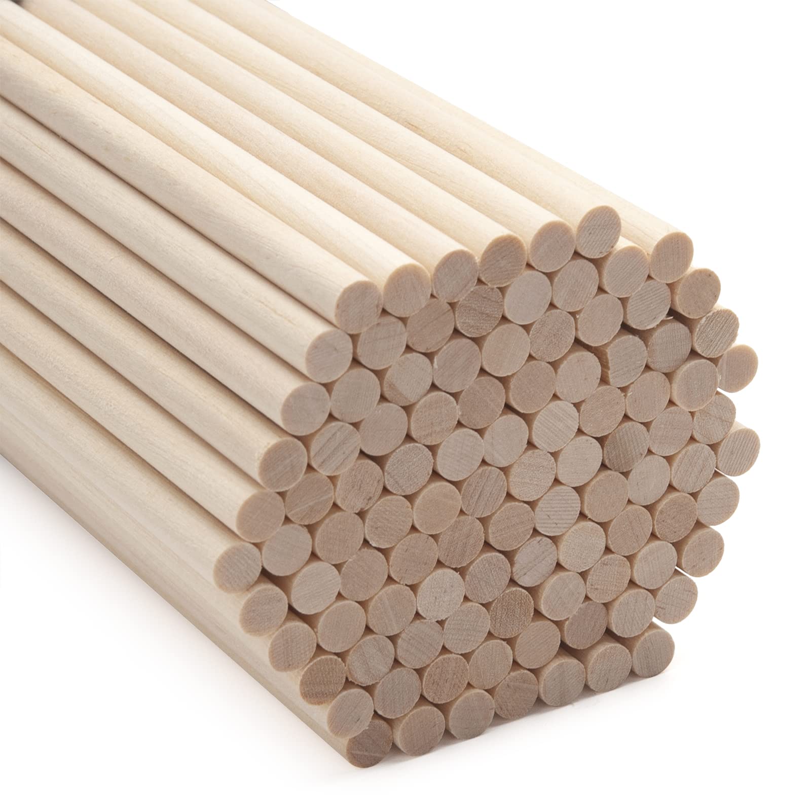Wood Dowels Wooden Dowel Rods, 100PCS 6mm*150mm Round Wooden Sticks for Arts and Crafts, Small Unfinished Hardwood Sticks for DIYers Crafting, Cake Support, Lollipop, Photo Booth Props, Home Decor — image 1