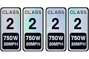 POWALLON 4 PCS Class 2 Ebike Sticker 750W 20MPH - Colorful Reflective Vinyl Decal for Electric Bicycle Classification (2.5 x 1.2 Inch)