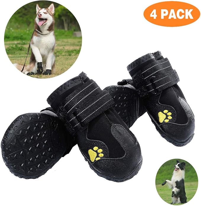 DWSFADA Pet Boots 4 Pcs Outdoor Waterproof and Wearproof Running Shoes