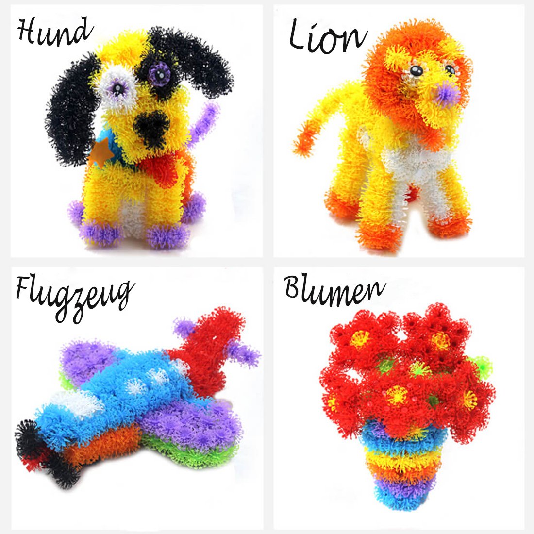 Enshey Bausteine Spielzeug für Kinder, Mega Pack kreative Modell zufällige für Kinder erhöht die Kapazität zu schaffen und stellen Sie sich vor - 400 Teile Puzzleball Pompon von