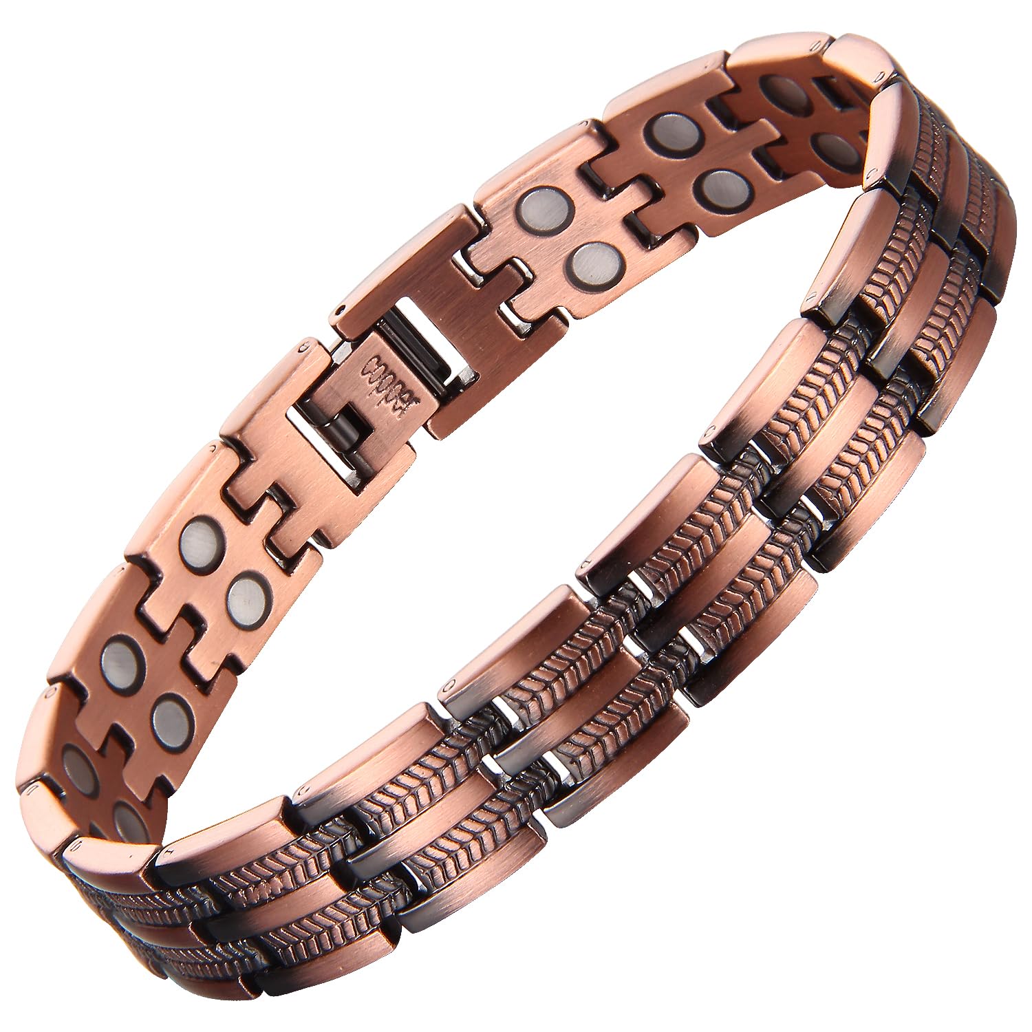 BioMag Copper Bracelet for Men Magnetic Bracelet,Copper Wristband with Double Row Ultra Strength Magnets,8.6inches Adjustable with Tools (Copper double row)