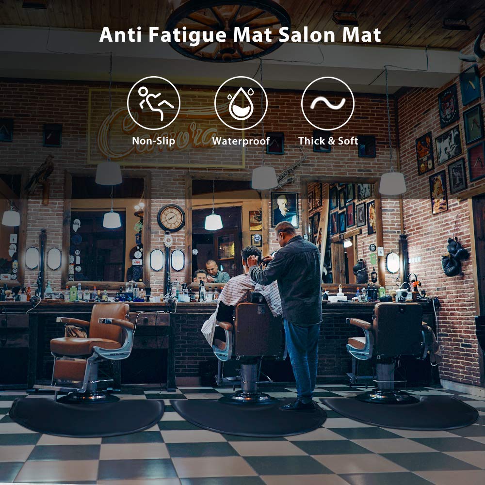 Barber Shop Chair Mat 3′x5′ Anti-Fatigue Floor Mat Salon Mat - Black Semi Circle Salon Mat - 1/2" Thick Office Comfort Floor Mat: Kitchen & Dining