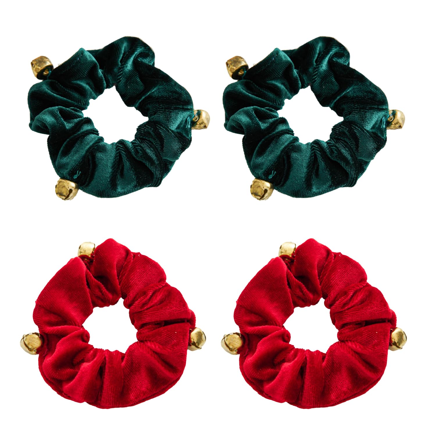 HIXNUG 4pcs Christmas Hair Scrunchies with Bells Plush Ponytail Holder Scrunchies Hair Ties for Women Girls