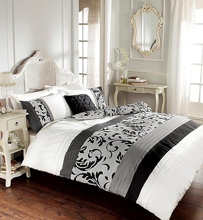 Gaveno Cavalia Signature-Kollektion Scroll Bettbezug-Set mit Decken- und Kissenbezug, Schwarz, Schwarz, King Size