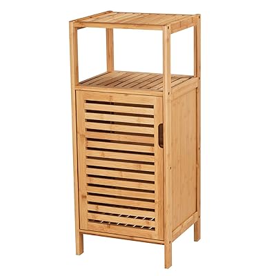 VIAGDO Wooden Bathroom Floor Cabinet, Single Door with Shelf