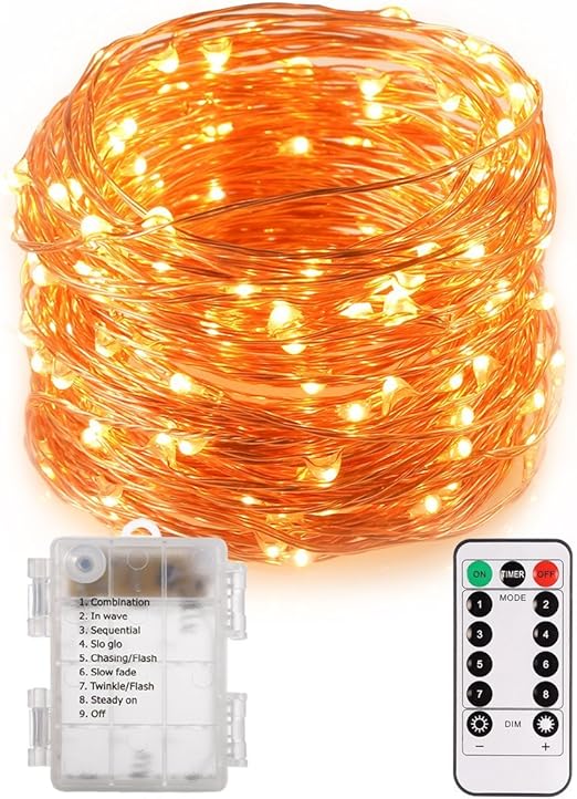 cadena con 100 luces led resistentes al agua con cable de cobre y mando a distancia 10 metros de leds para interior y exterior para navidad bodas o