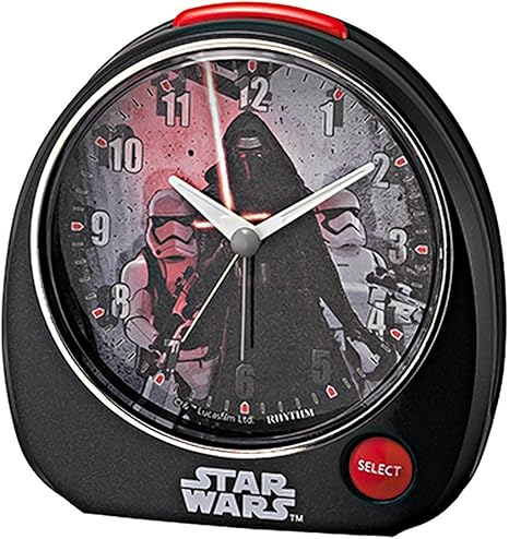 Amazon Co Jp Star Wars スターウォーズ 音声 アラーム 目覚し 時計 カイロレン ストームトゥルーパー モデル テーマ曲 入り 黒 リズム時計 4zm606mc02 ホーム キッチン
