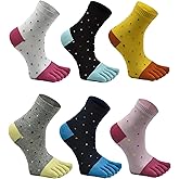 Women Toe Socks 5 Finger Cotton Wicking Athletic 6 Pack 3 Pack