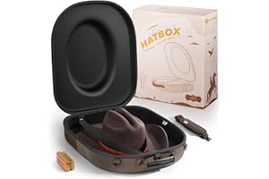 BRANTMAKER Cowboy Hat Box, Cowboy Hat Case for Travel, Crush Proof Storage for Western/Panama/Fedora, Carrier with Adjustable Shoulder Strap & Brush
