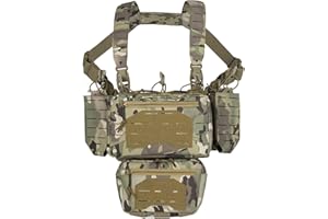 BOMTURN Chest Rig Tactical Chest Rig 1000D Molle Micro Chest Rigs Adjustable Detachable Modular Vest with Mag Pouch