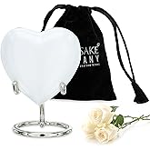 KEEPSAKE COMPANY White Mini Urn - Heart Shape Cremation Urn - Urn For Human Ashes - Small Urn For Ashes