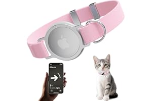 SUCEGI AirTag Cat Collar, Ultra Elastic Cat Tracker Collar, Airtag Holder Compatible with Apple Air Tag, [Lightweight & Scratch Resistant] Adjustable Stepless GPS Pet Collar for Cats Kittens, Pink