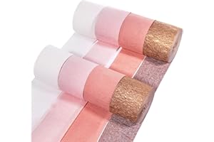 LAGYDSOVEF 8Rolls 656Ft Crepe Paper Streamers Rose Gold Dusty Pink Paper Party Streamers for Birthday Wedding Bridal Baby Shower New Year Christmas Engagement Anniversary Party Decorations Craft Supplies