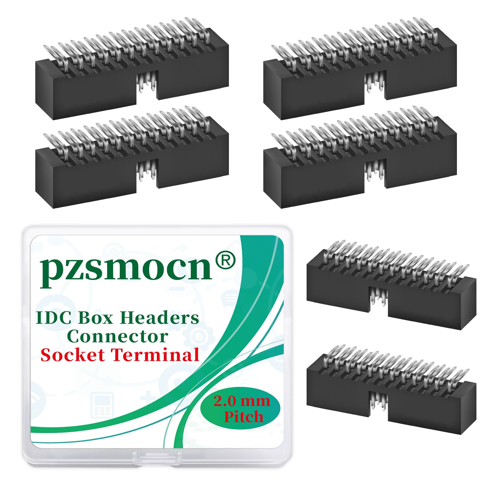 Pzsmocn 20 Pieces IDC 2 * 12 Double Row 2.0 mm Pitch JTAG ISP 24-Pin Box Header Connector Adapter Cable Male Socket SMT Terminal for PCB Electronic Equipment Projects.
