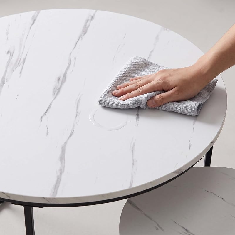 Ensemble de 2 Tables d'appoint, 2 Tailles, Blanc/Noir