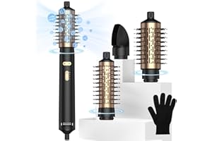 TRYLATER 3 in 1 Rotating Hair Dryer Brush Spinning with Detachable Brush(2" & 1.5"),Negative Ionic Brush Blow Dryer 100-120V,3 Heats and 2 Speeds Rotating Hot Air Brush for Curling,Straight,Drying