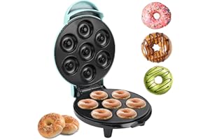 FEDEREDEVO Mini Donut Maker, 7 Holes Mini Donut Machine, Non-Stick & Double-sided Heating Mini Donut Maker Machine for Kid-Friendly Breakfast Desserts