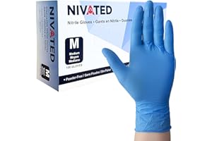 100PCS Nitrile Gloves Medium, Disposable Gloves, Blue, Latex Free & Powder Free, Cooking and Cleaning Gloves Gants Jetables