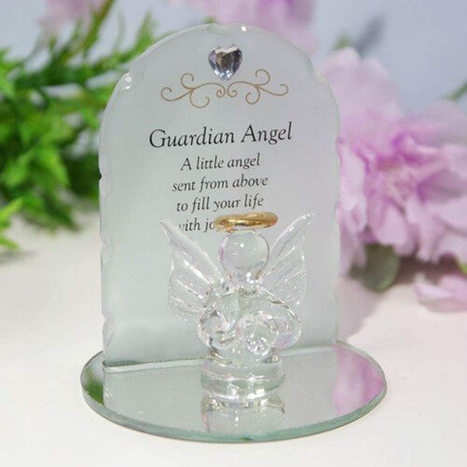 Thoughts of you Glass Guardian Angel Ornament with Verse - Joy & Love
