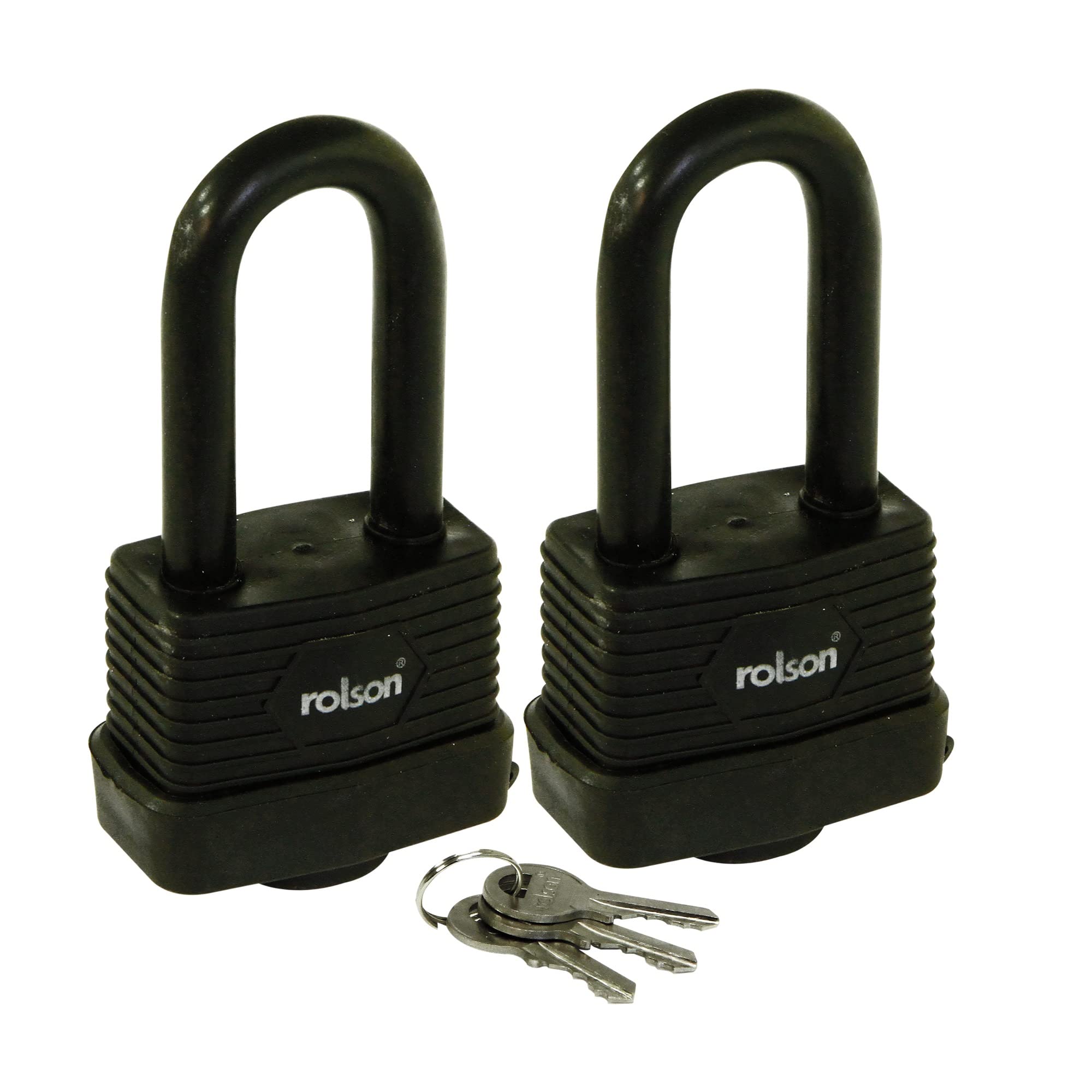 Rolson 66506 2 pc 50 mm Keyed-Alike Long Shackle Padlock