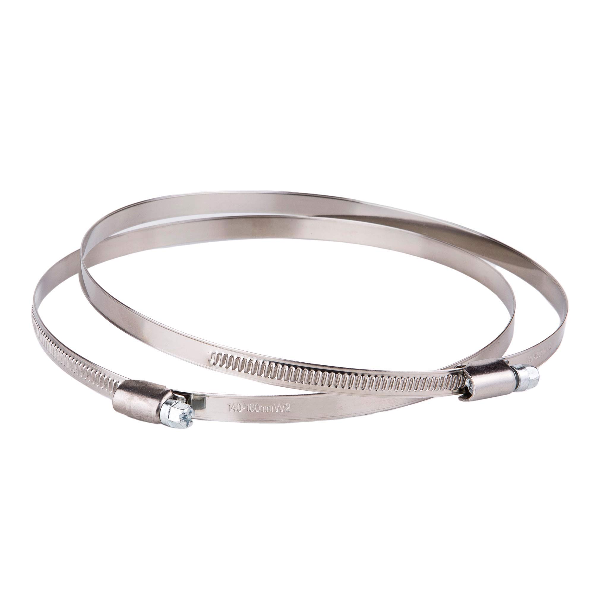 (Pack of 2 pcs) Stainless Steel Hose Clamp Adjustable Clamps Worm Gear Adjustable Ø 140-160 mm Hose Clamp (2)