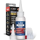 Starbond Medium Super Glue Pro Kit (2 oz) &ndash; Strong, Fast, All-Purpose CA Glue (Cyanoacrylate Adhesive) &ndash; with Anti-Clog Cap, Precision Tips &amp; Extra Nozzles for Woodworking, Quick Fixes &amp; Hobby Models