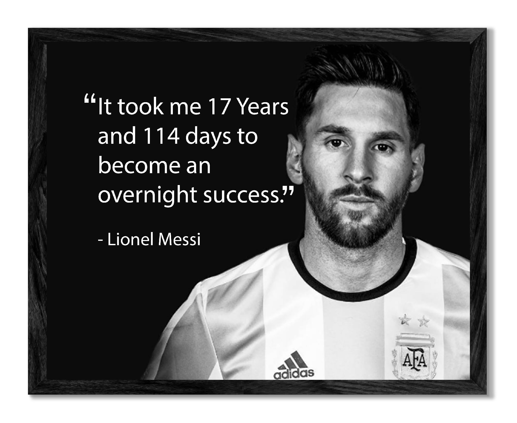 View 1 of “It Took Me 17 Years and 114 Days to Become an Overnight Success” – Inspirational Soccer Quote Wall Art Print – Motivational Sports Poster for Bedroom, Office, Gym, or Locker Room – 8x10 Unframed